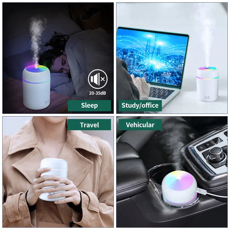 Eco Chain 300ml H2O Air Humidifier Portable Mini USB Aroma Diffuser with Cool Mist for Bedroom Home Car