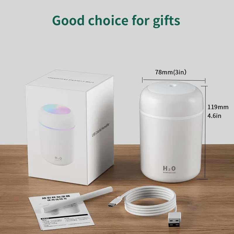 Eco Chain 300ml H2O Air Humidifier Portable Mini USB Aroma Diffuser with Cool Mist for Bedroom Home Car